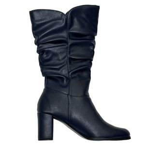 Easy Street Women's Mara Navy Blue Mid Shaft Faux Leather Boots Shoes Size 7 M